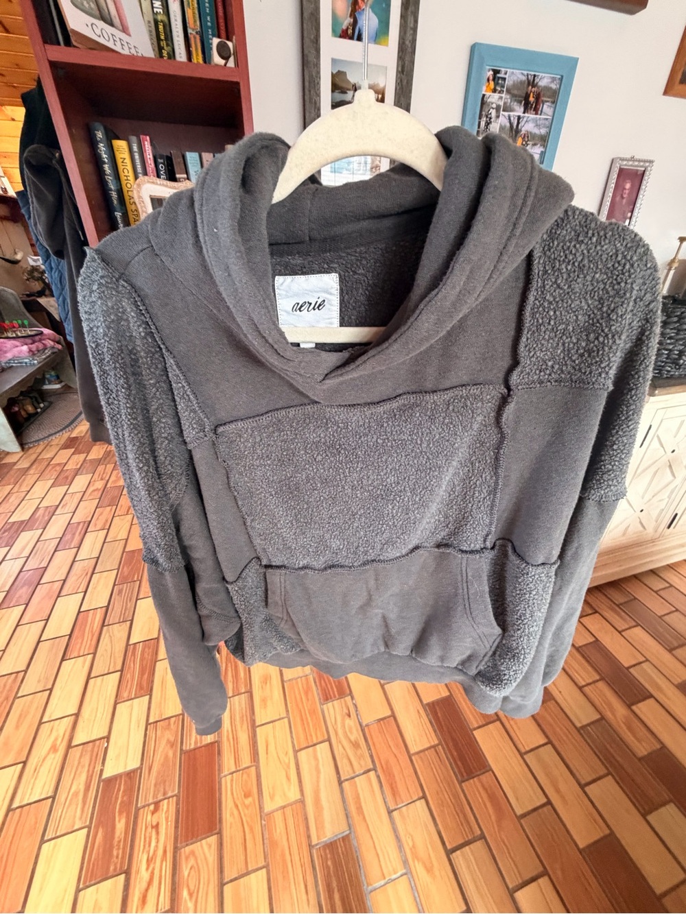 aerie Charcoal Gray Plush Pullover Hoodie